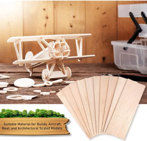 Miniatura 4 de Namalu 10 paquetes de hojas de madera de balsa de 12 x 4 x 0,12 pulgadas - 3 mm de espesor, tablas de madera sin acabar para manualidades, casa