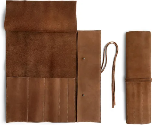 Miniatura 2 de Estuche de cuero rústico para cuchillos, bolsa duradera para cuchillos de chef para chefs profesionales, bolsa de rollo de cuchillos, funda