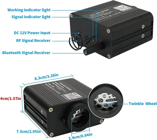 Miniatura 4 de AMKI Actualizado 16W RGBW Luz de Fibra Óptica Parpadeante + Activada por Sonido 300pcs 0.03in 9.8ft Cables APP Control de Música Remoto Luz de Techo