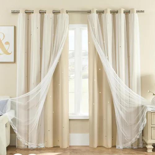 Miniatura 92 de XiDi Cortinas opacas con estrellas para habitaciones de niños, cortinas verdes para ventana de dormitorio de niños, azul y gris, 52 pulgadas de Azul