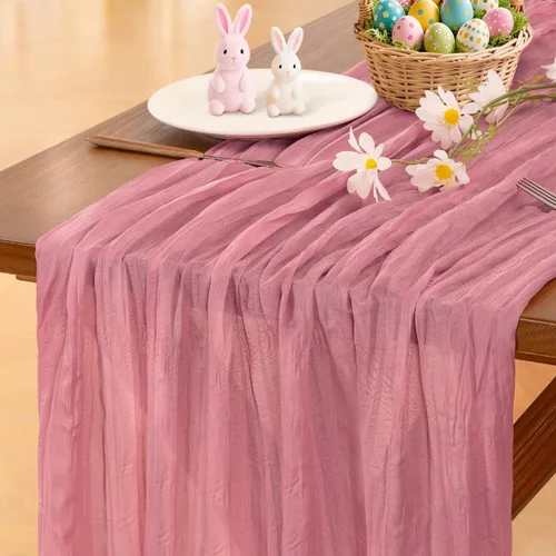 Miniatura 48 de Socomi - 10 caminos de mesa de gasa, estilo bohemio y rústico, para primavera, Pascua, bodas, fiestas, baby showers, cumpleaños y decoración, 120
