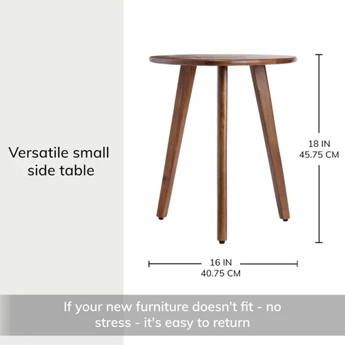 Miniatura 3 de MH London Mesa auxiliar Tri Pin I Madera de mango natural hecha a mano, naturalmente resistente a la humedad, libre de mantenimiento I 16 x 16 x 18