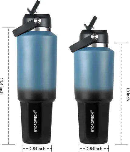Miniatura 7 de HYDROWION Botella de agua aislada de 32 onzas, soporte para botella de agua para automóvil, botella de viaje aislada al vacío de doble pared