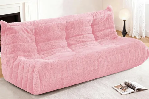 Miniatura 22 de Puf para adultos, silla puf grande, sillón con relleno de espuma viscoelástica para el hogar, apartamento o sala de juegos, gris afelpado Felpa gris
