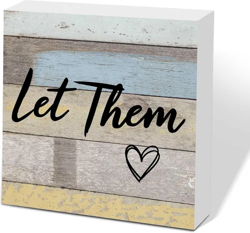 Miniatura 17 de Letrero de caja de madera Let Them de 5 x 5 pulgadas, letrero de escritorio estilo granja Boss Lady decoración de cubículo de oficina, accesorios
