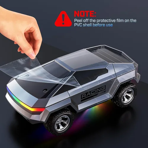 Miniatura 8 de WayEee Auto de control remoto 1/24 Cyber RC Truck, autos RC para niños con luces coloridas, control remoto de 2.4GHz, 2 baterías recargables, 18KM/H