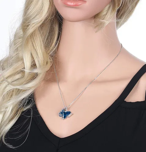 Miniatura 8 de Collar de cristal de piedra natal de mariposa, tono plateado con cadena de 18 pulgadas + 2 pulgadas, para el Día de la Madre, aniversario