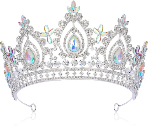 Miniatura 9 de SWEETV - Corona de reina para mujer, tiara nupcial para novias, tiara de princesa, diadema de quinceañera para concursos de belleza