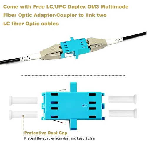 Miniatura 4 de Uniboot OM3 Cable de fibra óptica blindado para exteriores LC a LC de 100 pies (98.4 ft), cable de conexión multimodo de 40 GB/10 GB dúplex 50/125