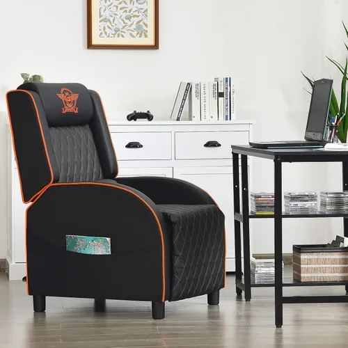 Miniatura 2 de GYMAX Silla reclinable de masaje para juegos, sofá individual ergonómico de estilo de carreras con reposacabezas ajustable, respaldo y reposapiés