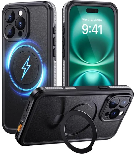 Miniatura 24 de Lanhiem Funda para iPhone 14 con soporte, IP68 impermeable a prueba de polvo con protector de pantalla integrado, cuerpo completo, a prueba