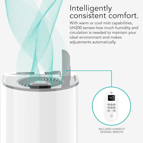 Miniatura 5 de Vornado UH200 humidificador ultrasónico con humidificación de habitación completa asistida por ventilador, control automático de humedad, control
