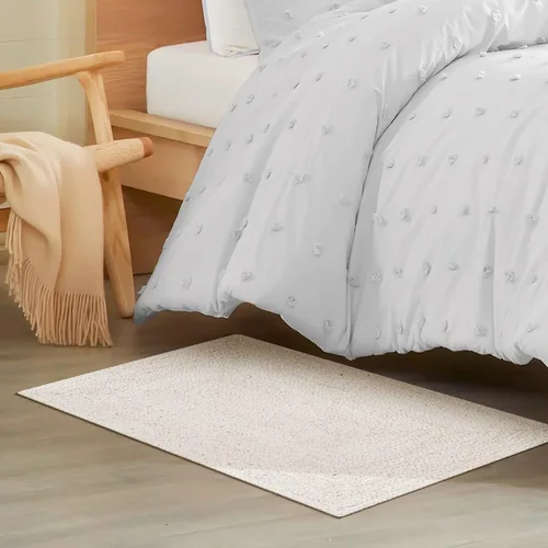 Miniatura 14 de Hausattire Alfombra Trenzada Bohemia de 2'x3' - Multicolor, Alfombras Pequeñas de Yute y Algodón Estilo Granja para Entrada, Sala