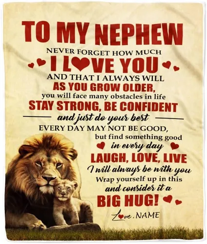 Miniatura 21 de Manta personalizada con texto en inglés «To My Nephew from Aunt Auntie Uncle You Will Never Lose Lion Nephew, cumpleaños, graduación, Navidad, manta