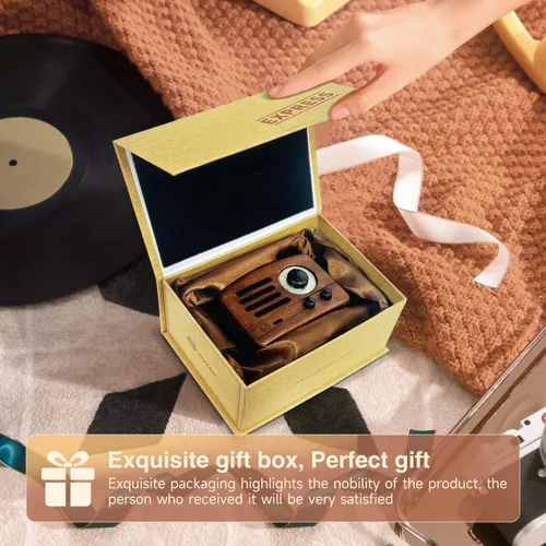 Miniatura 3 de Muzen Altavoz Bluetooth portátil, OTR Madera Vintage Pequeño Altavoz Inalámbrico, Radio FM con Antena AUX, 10h+ Tiempo de reproducción largo, Audio