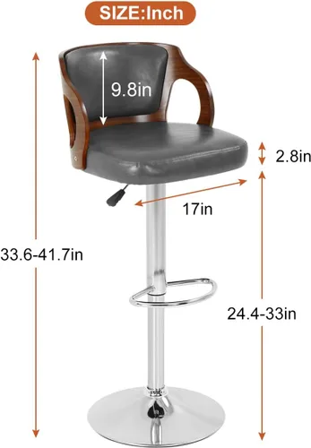 Miniatura 3 de Juego de 2 taburetes de bar modernos de piel sintética con base resistente, respaldo, acolchado para cocina, pub, comedor, cafetería