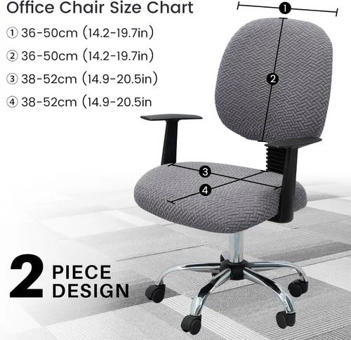 Miniatura 5 de MIFXIN Funda elástica para silla de computadora, 2 piezas, de tela jacquard, elástica, para silla de computadora, protector de muebles para oficina
