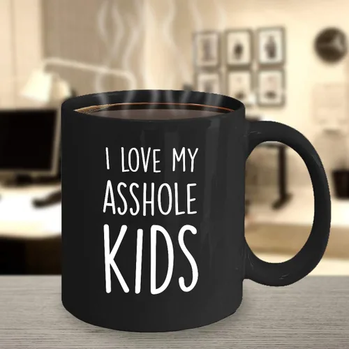 Miniatura 4 de Taza de café divertida con texto en inglés "I Love My Asshole Kids Awesome Novelty and Sarcastic Gift", taza de té de cerámica de 11 oz y 15 oz