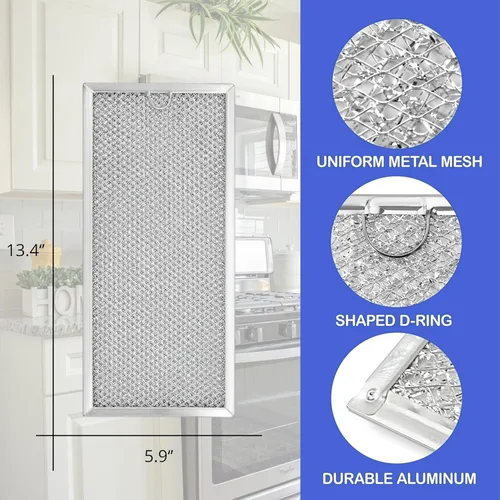 Miniatura 2 de Nispira WB06X10596 Filtro de grasa de repuesto para microondas de 13.4 x 5.9 pulgadas, compatible con campana extractora de microondas GE Whirlpool