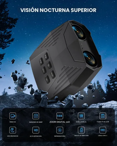 Miniatura 7 de Gafas de visión nocturna, prismáticos de visión nocturna para adultos, prismáticos infrarrojos recargables de 5000 mAh con pantalla grande de 3
