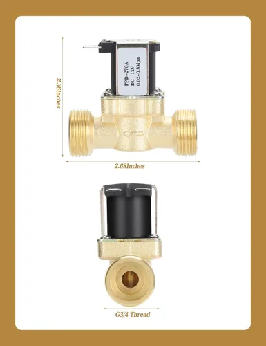 Miniatura 6 de Válvula de cierre de agua eléctrica normalmente cerrada, válvula magnética de solenoide eléctrico de latón, válvula de interruptor de entrada