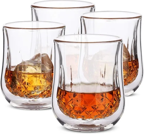 Miniatura 8 de BTaT - Copas de vino sin tallo de doble pared, 12 onzas, juego de 4, vaso de vino estándar con borde liso para bebidas frías y calientes, regalos
