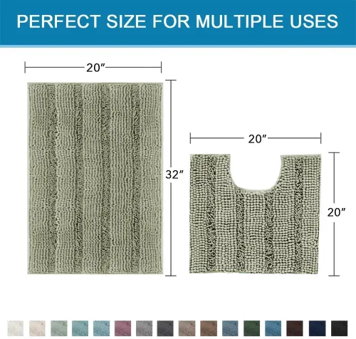 Miniatura 481 de H.VERSAILTEX Tapetes de baño antideslizantes para baño, alfombras de baño extragruesas de felpilla a rayas, tapetes de baño de 47" x 17", alfombras