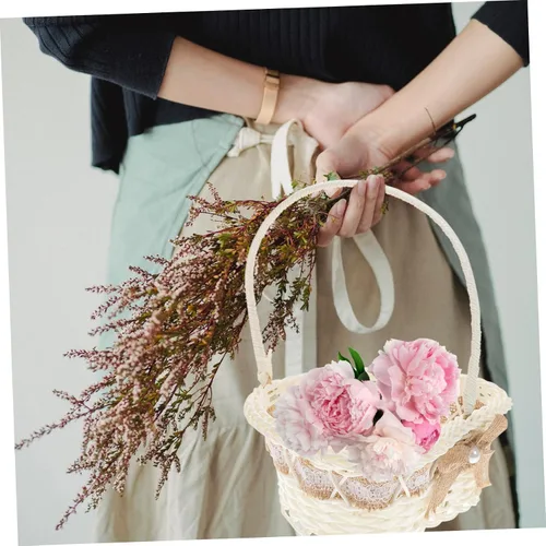 Miniatura 3 de jojofuny Cesta de boda para niña, pétalos, galletas, bolsas pequeñas para recuerdos, cesta de yute de encaje, cesta de yute para niña, cestas