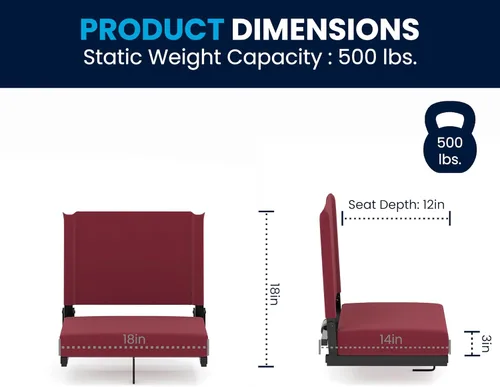 Miniatura 3 de Flash Furniture - asiento cómodo para usar en gradas de Flash - soporta 500 libras Silla de estadio ligera con asa y asiento ultra acolchado