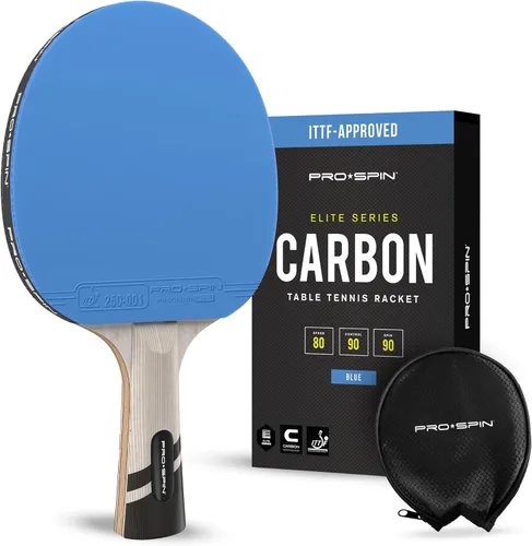 PRO-SPIN Palas de ping pong - Raquetes de tenis de mesa de nivel profesional con fibra de carbono para un control superior | Lámina de 7 capas, goma