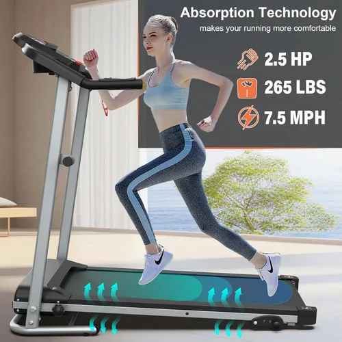 Miniatura 3 de Home Foldable Treadmill with Incline, Folding Treadmill for Home Workout, Electric Walking Treadmill Machine 15 Preset or Adjustable Programs 250 LB
