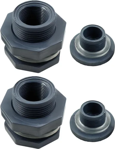 Miniatura 5 de 2 piezas NPT3/4 de PVC con enchufes, conector de tanque de agua de plástico de 3/4 pulgadas, accesorios de tubería roscados a granel para barriles 2