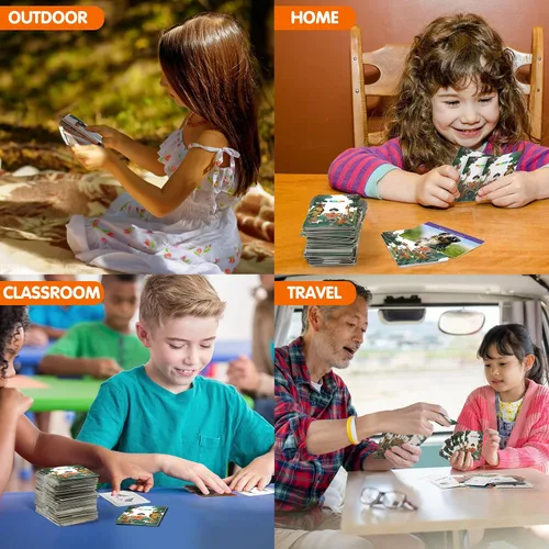 Miniatura 6 de MEROCO Juego de cartas de pistas de animales de safari, juegos de animales de granja, juego de pistas de animales, juguetes educativos