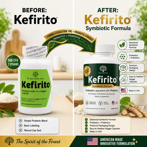 Miniatura 5 de Kefirito Daily Symbiotic Formula – Suplemento diario probiótico + prebiótico, 60 cápsulas – Absorción equilibrada de nutrientes y apoyo de comodidad