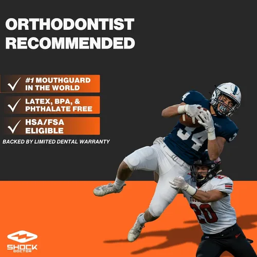 Miniatura 7 de Shock Doctor Braces Protector Bucal de Fútbol Americano, Dientes Superiores e Inferiores. Convertible, Ultra Doble Protección, Protector Bucal