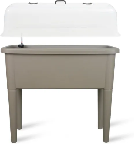 Miniatura 7 de Dexceder Cama de jardín elevada de 13.2 galones con riego automático, tapa transparente con ventilación, invernadero, caja de plantación para Blanco