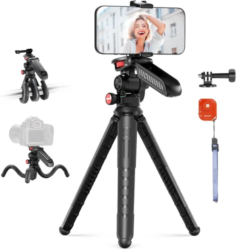 Miniatura 11 de NEEWER Trípode magnético flexible para teléfono compatible con Magsafe iPhone 15 Pro Max 14 Series Android, Mini Vlog Soporte de trípode