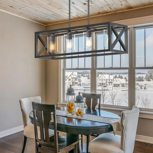 Miniatura 7 de Lámpara de comedor de granja – Iluminación de isla de cocina de 4 luces con altura ajustable y metal grueso para comedor sobre mesa, candelabros