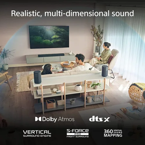 Miniatura 2 de Sony HT-A3000 Barra de sonido de TV Dolby Atmos de 3.1 canales con DTS:X, mapeo de sonido espacial 360, subwoofers duales, Wi-Fi, Bluetooth, Airplay