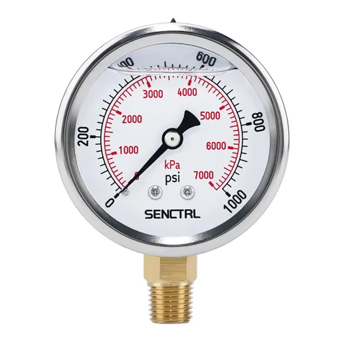 Miniatura 18 de SENCTRL 0-200 Psi Presión de Líquido Llenó de Glicerina, Medidor de Presión con Esfera de 2.5 Pulgadas, Montaje Inferior de 1/4 Pulgada NPT, Caja