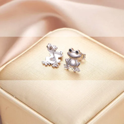 Miniatura 6 de Alphm Juego de joyas de plata de ley S925 con forma de corazón de rana, anillo y pulsera para mujeres y niñas