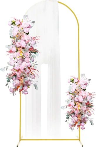 Putros Soporte de Arco de Metal de 6 Pies Dorado para Globos de Boda Soporte de Telón de Fondo Arqueado Marco de Arco Cuadrado para Fiesta de