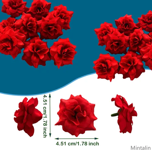 Miniatura 2 de 120 unidades de rosas artificiales de seda, cabeza de rosa falsa, cabezas de rosas para el día de San Valentín, bodas, centros de mesa, día