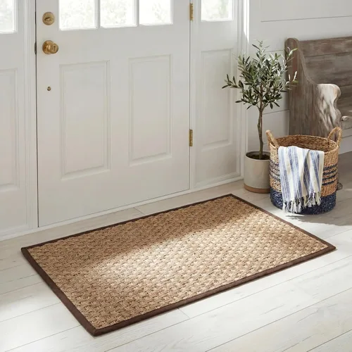 Miniatura 106 de Safavieh Natural Fiber NF114P - Alfombra redonda de hierba marina, tejido de canasta, con borde, de 244 cm, color gris Natural/ gris