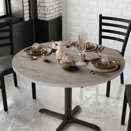 Miniatura 2 de Flash Furniture Glenbrook - Mesa redonda de 42 pulgadas con parte superior laminada reversible blanca o gris (paquete de 1)
