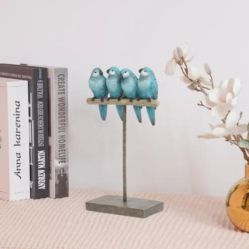 Miniatura 3 de Braxio Figuras de pájaro para decoración del hogar, decoración de resina de pájaro azul para estante mesa escritorio, acento decorativo moderno