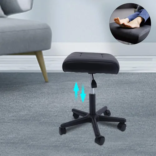 Miniatura 3 de Reposapiés de oficina, reposapiés ajustable de piel de oficina con ruedas, reposapiés de computadora debajo del escritorio en el trabajo, soporte