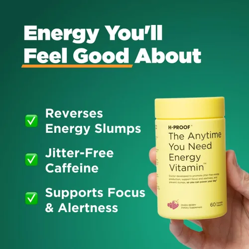 Miniatura 2 de H-PROOF La vitamina energética en cualquier momento que necesites para una energía sostenida, concentración y alerta con cafeína sin nerviosismo, 60