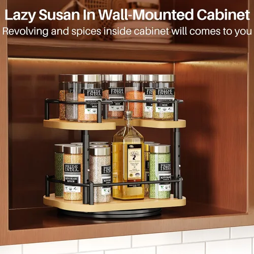 Miniatura 8 de Lazy Susan Organizador de especias – Organización de especias para gabinete, mesa giratoria ajustable para despensa, cocina, organizador giratorio