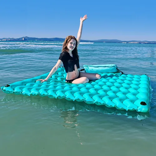 Alfombra flotante inflable gigante mejorada 2025 - Flotador de piscina para adultos con hamaca para piscina, piscina, playa, lago para fiesta 2-Verde